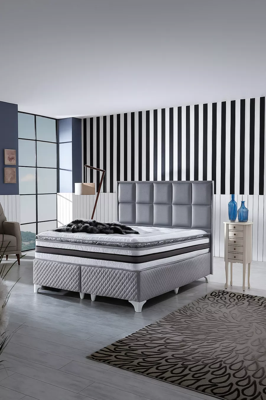Matelas Ultra Orthopédique Şehrazat avec Ressorts Ensachés et Tissu en Plume de Lapin
