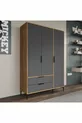 Armoire Aden 3 portes avec tiroirs, couleur anthracite complet, armoire à vêtements, armoire avec étagères