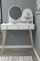 Coiffeuse en bois avec miroir et tiroirs Ruges sur pieds, blanc - Ruges