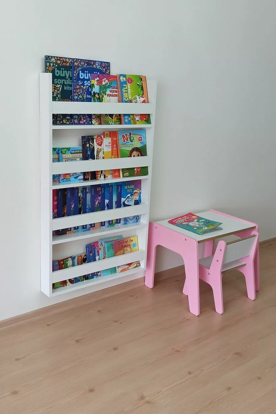 Bibliothèque Montessori & Bibliothèque pour chambre d'enfant & Bibliothèque éducative pour bébé à 4 étagères, blanche
