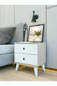 Nachttisch Cordoba Glänzend Weiß-Braun mit Schubladen Holz Nachttisch Schlafzimmer