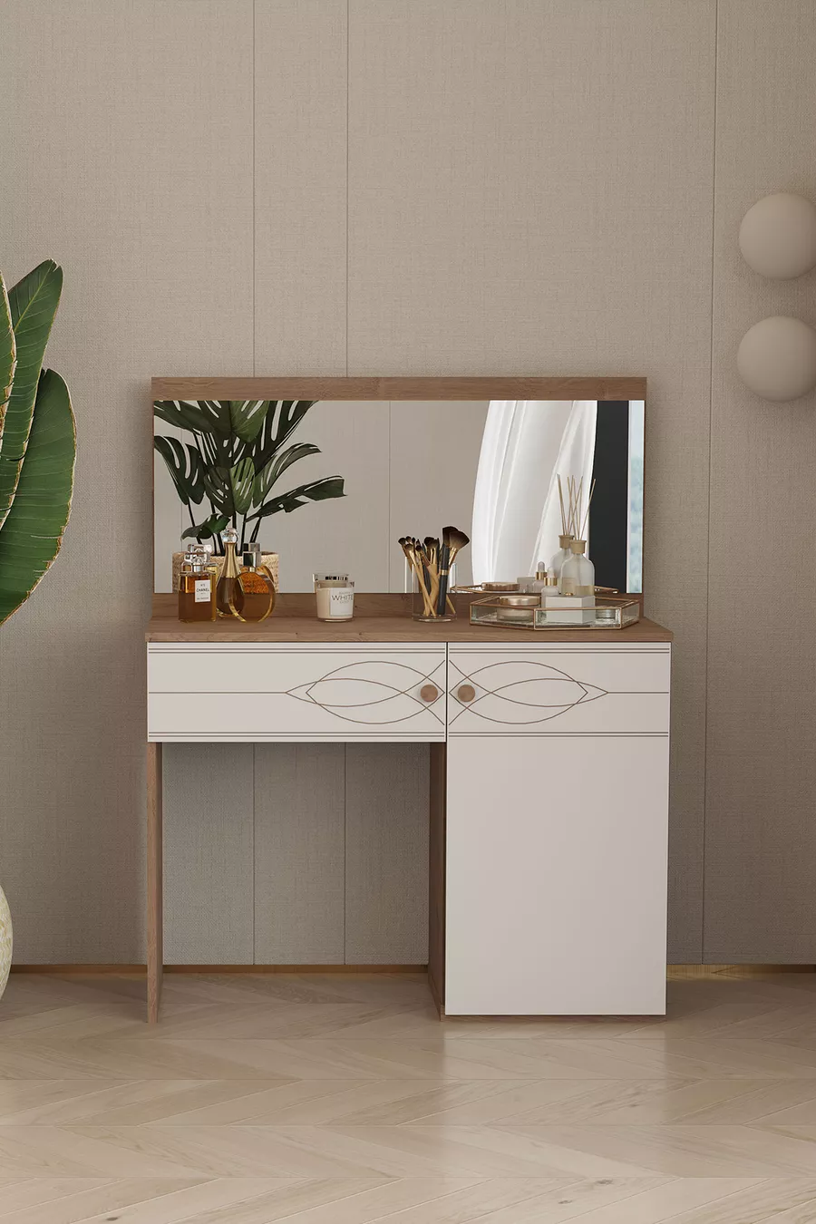 Alvin Mirrored Dresser - Yellow Oak