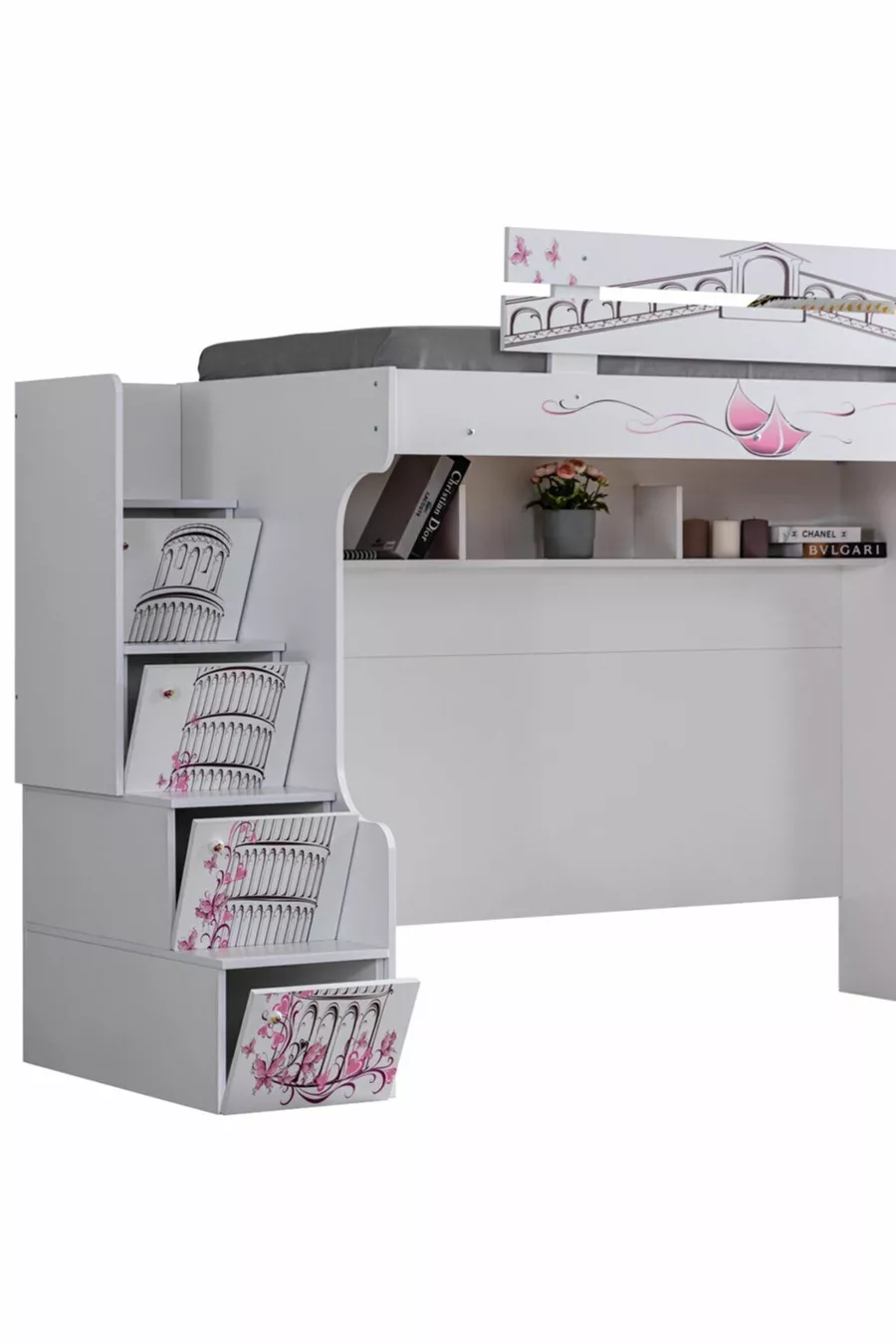 Lits superposés, Lit superposé Pisa, Bureau, Armoire à 3 portes