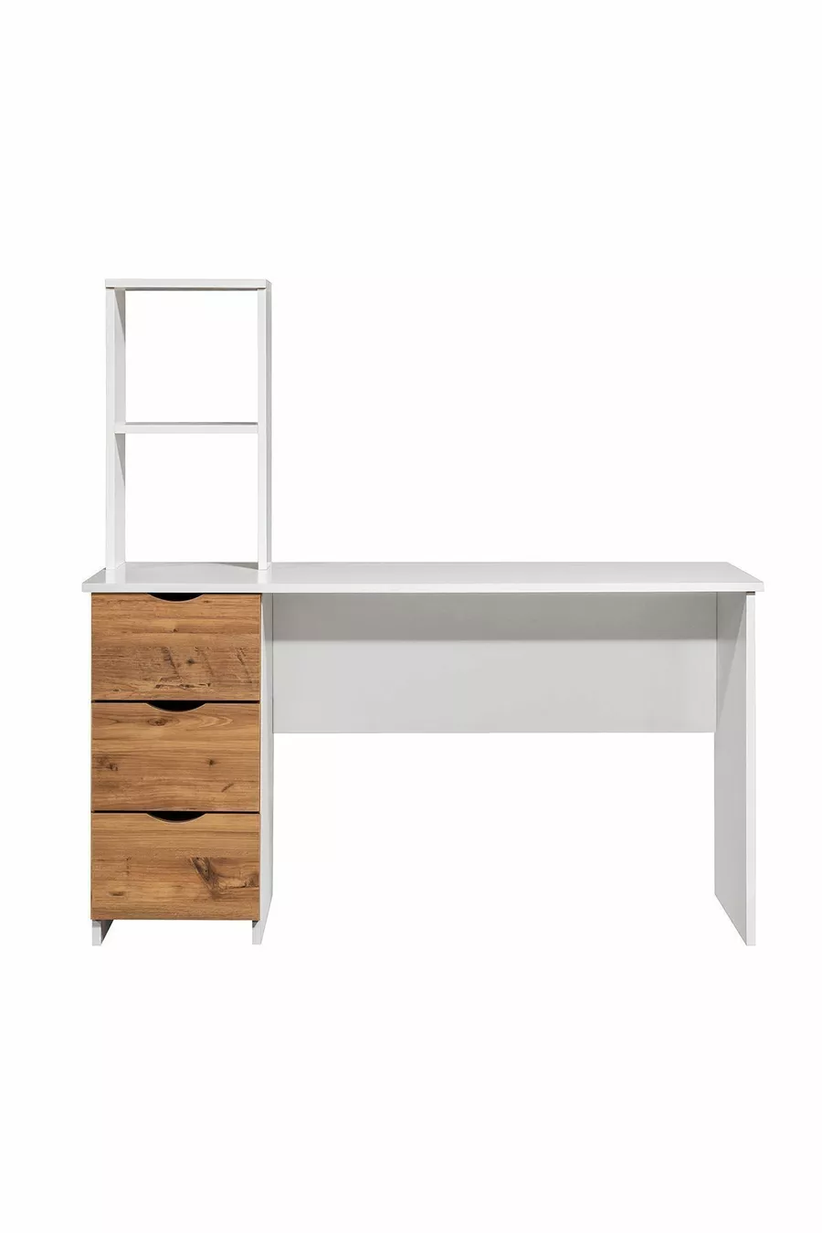 Bunk Bed, Litera Bunk Bed Wardrobe Desk, White-Dark Walnut 1 Comfort Mattress