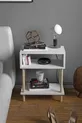 2-Shelf Modern Nightstand Bedroom Bedside Organizer Wooden Leg Side Table - White