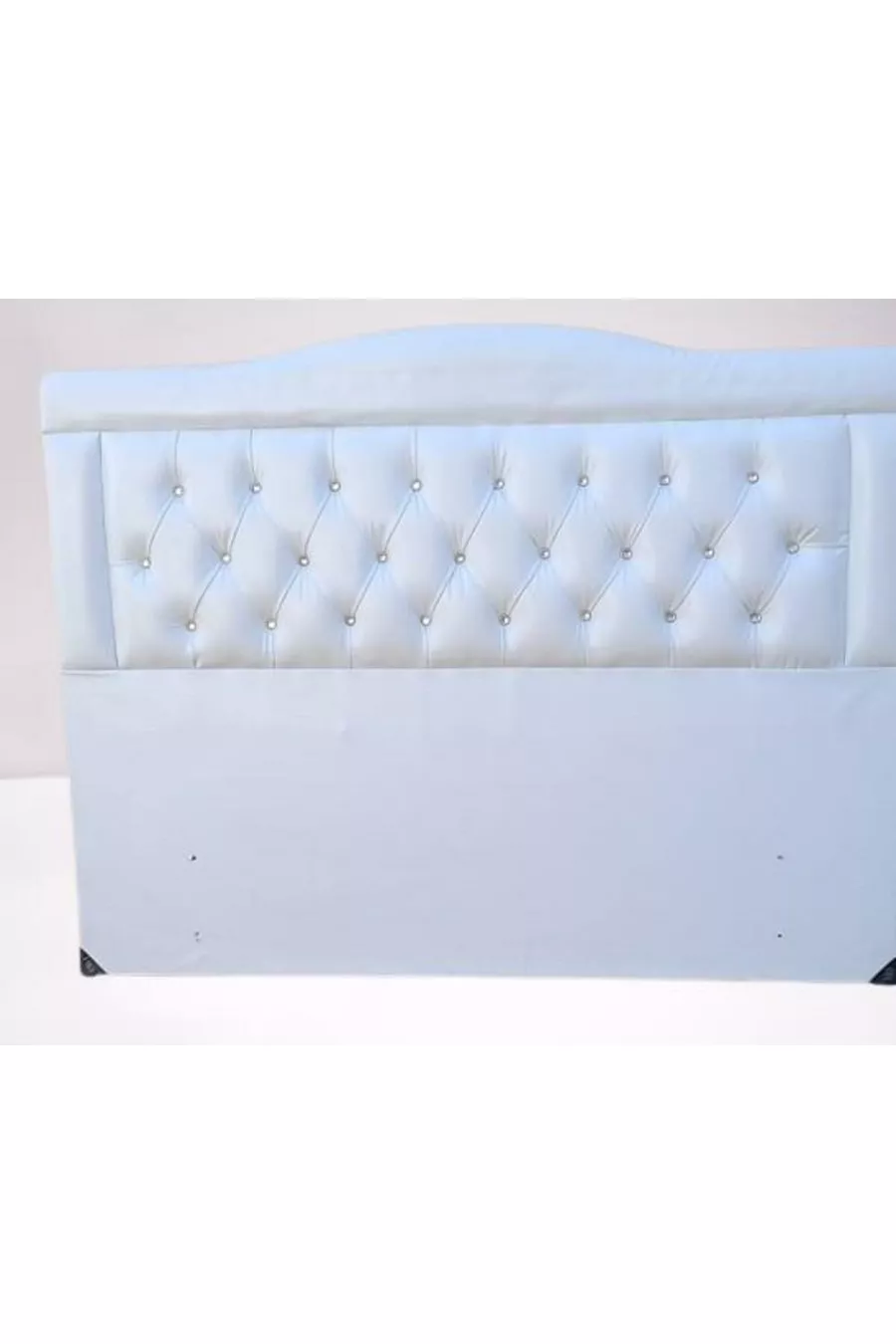 Titre Lit Double Modèle Cuir Synthétique Tissu Blanc Matelassé Rembourré Fait Main