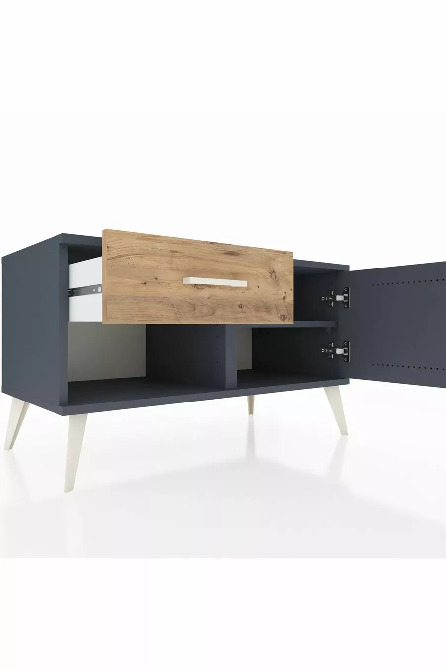 Hyperion Kommode mit einem Regal, einer Schublade und einer Tür Anthrazit-Anthrazit/Kiefer