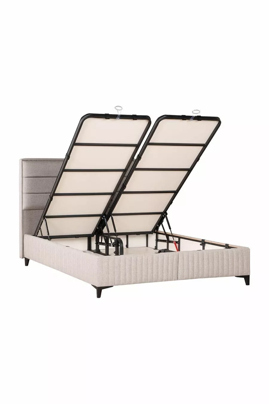 Bamboo Sleepy Bettgestell mit Stauraum und Kopfteil Set Beige (BETT NICHT INKLUSIVE)
