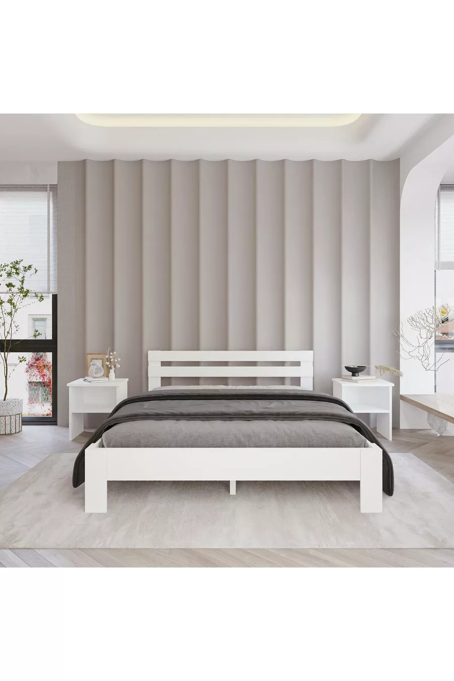 Letto MDF Bed Frame Compatible with Single and Double Beds | Easy Assembly