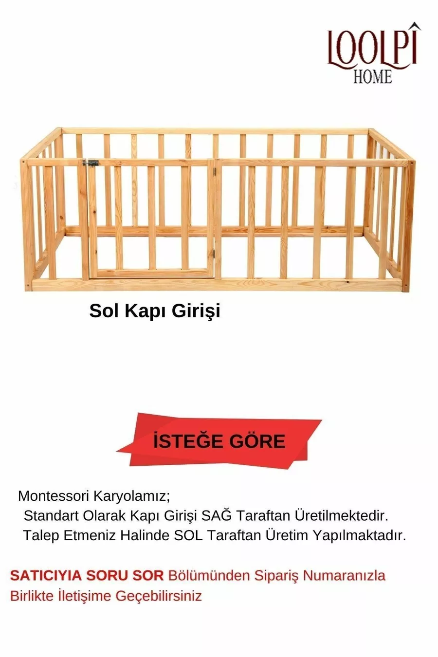 سرير مونتيسوري للأطفال والرضع للجنسين خشبي مع حاجز وأبواب  سم