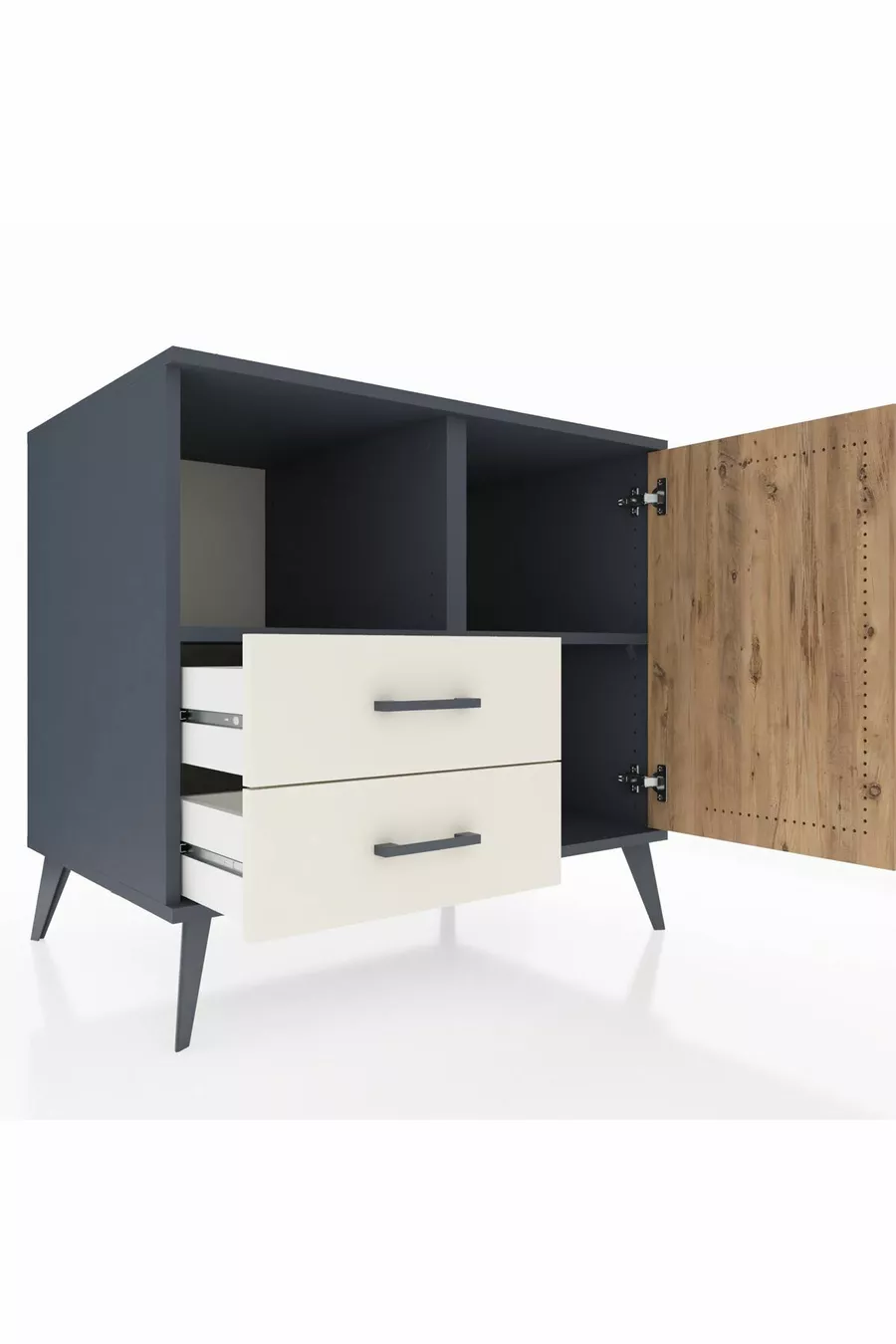 Kronos Dresser 2 Shelves 2 Drawers Single Door Anthracite-Pine/Agate