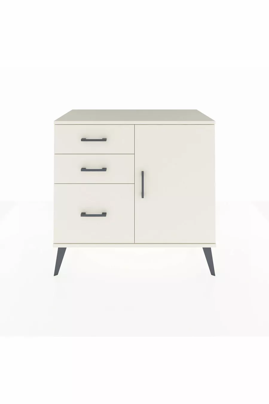 Commode Hyperion à une étagère, 3 tiroirs et une porte, Pierre de Lune-Pierres de Lune