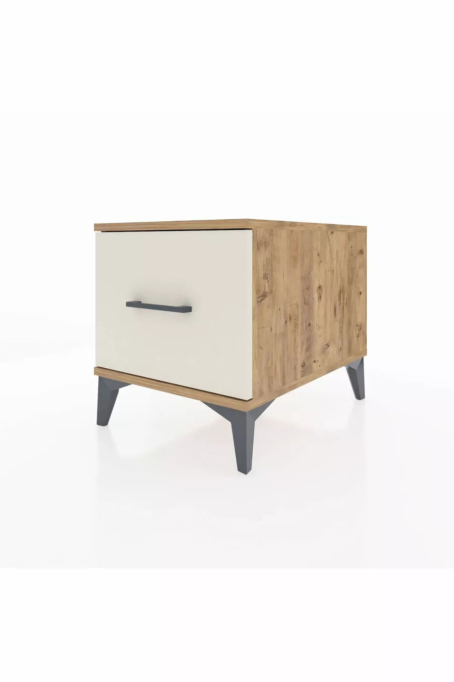 Kronos Comodino con Un Cassetto Pino-Pietra di Luna