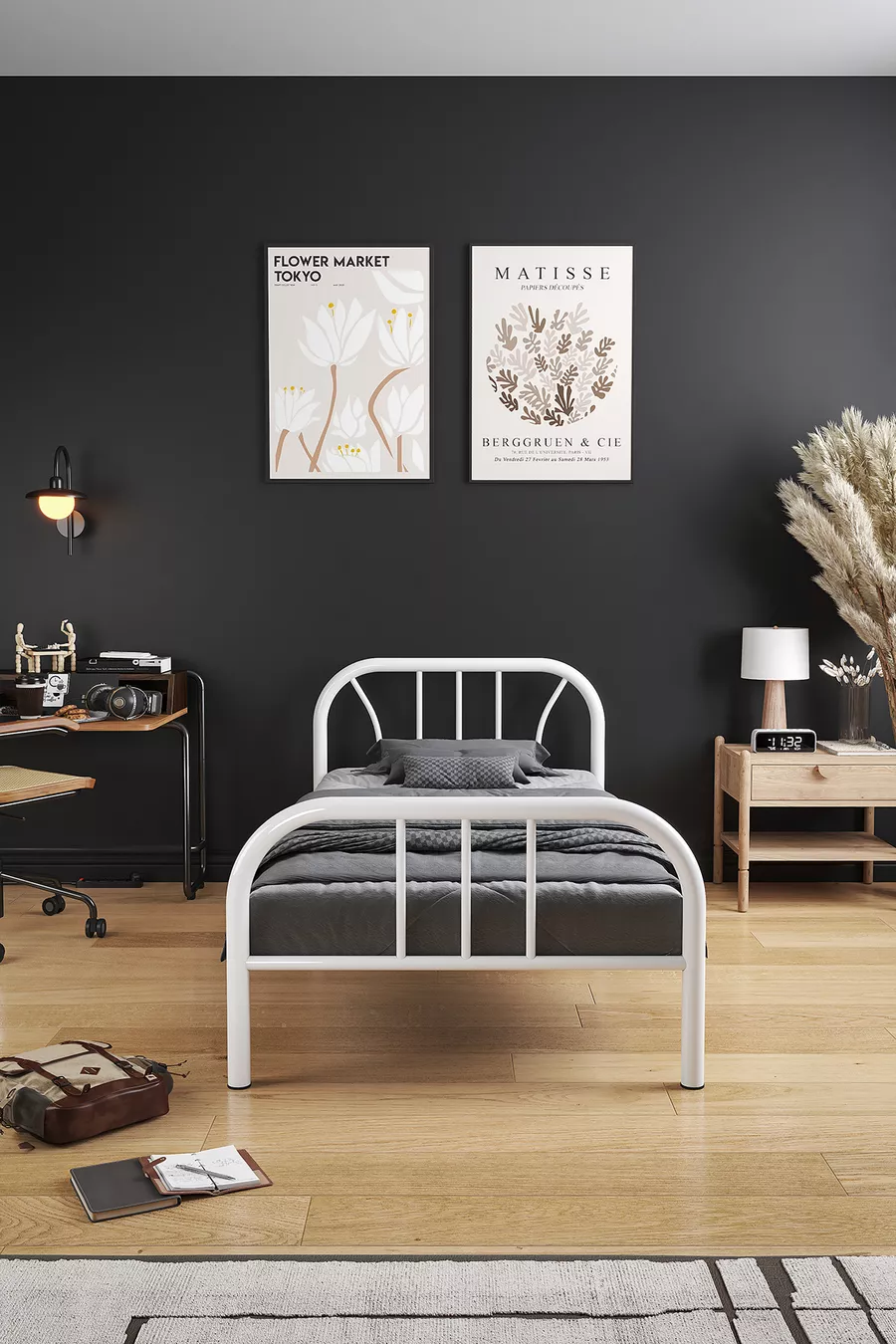 Royal Metal Einzelbett Weiß Schmiedeeisen Bett