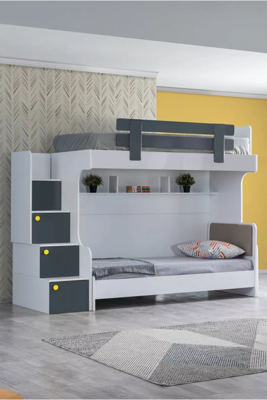 Lits superposés, Lit superposé Metris 2 places avec armoire à 3 portes
