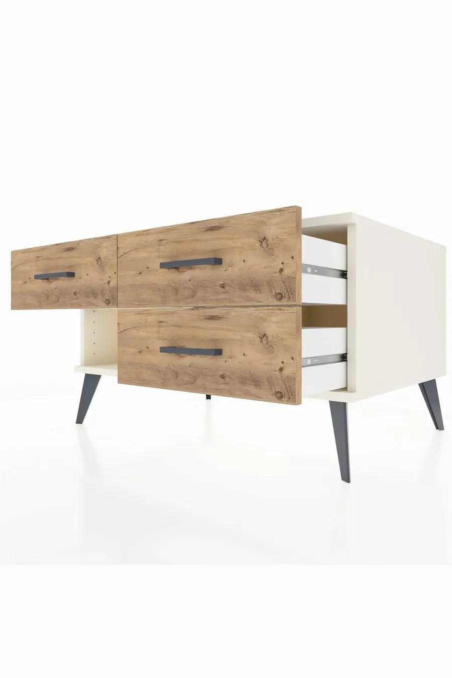 Commode Kronos 3 tiroirs Pierre de lune/Pin