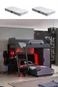 Camera da gioco con letto a castello, letto a castello Gamer con LED, scrivania, armadio e 2 letti comfort