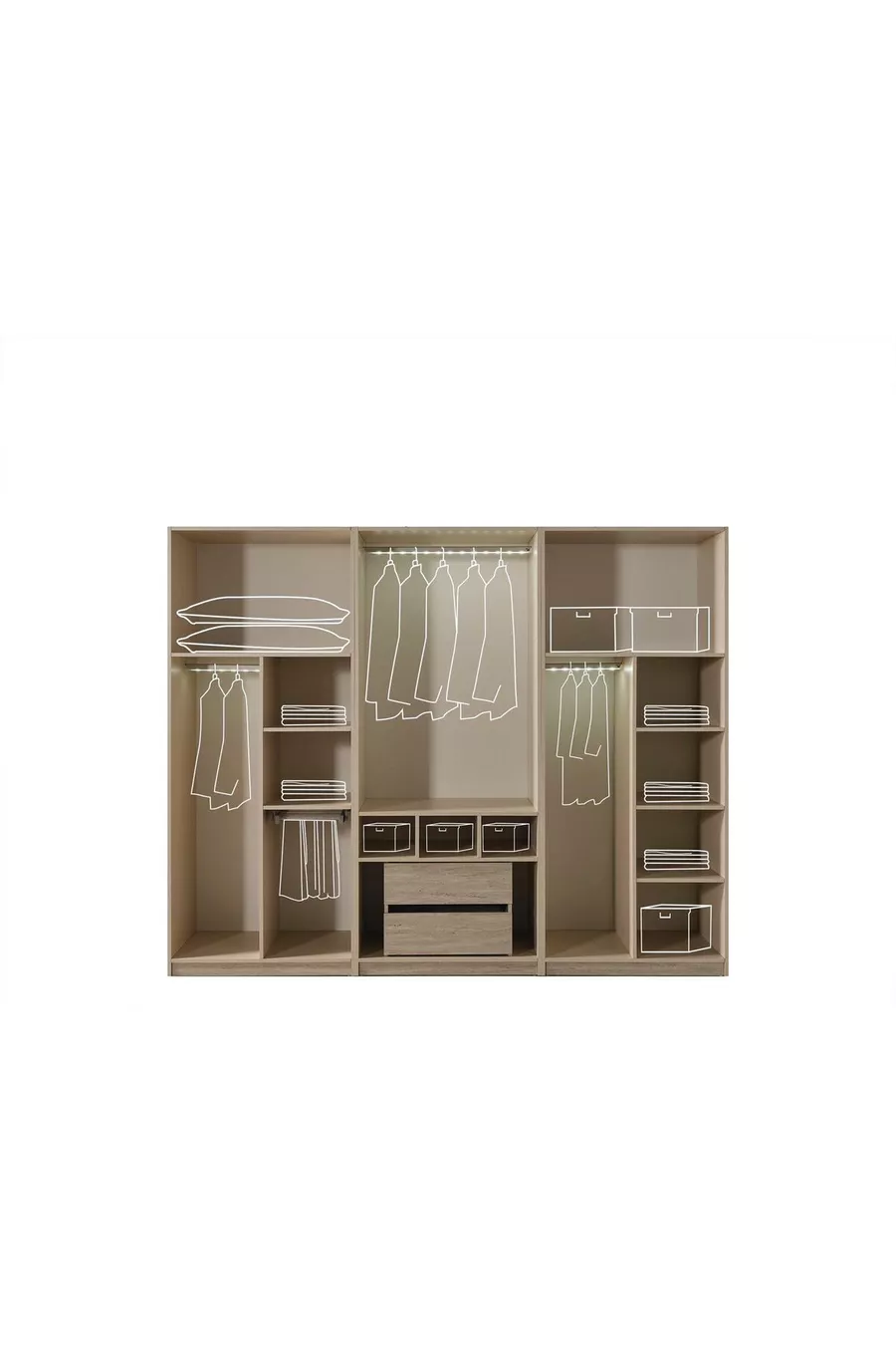 ENSEMBLE DE CHAMBRE À COUCHER LATTE 6 PORTES