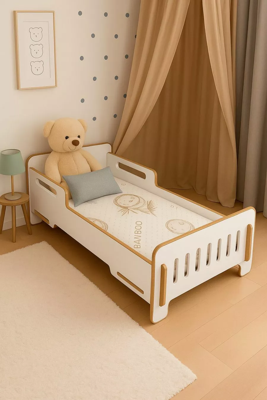 Lit bébé - Matelas bébé - Matelas au sol pour enfant - Matelas au sol pour bébé - Lit - Matelas - MDF - Blanc