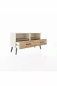 Commode Arges avec 2 étagères et 2 tiroirs, couleur Pierre de Lune-Pin