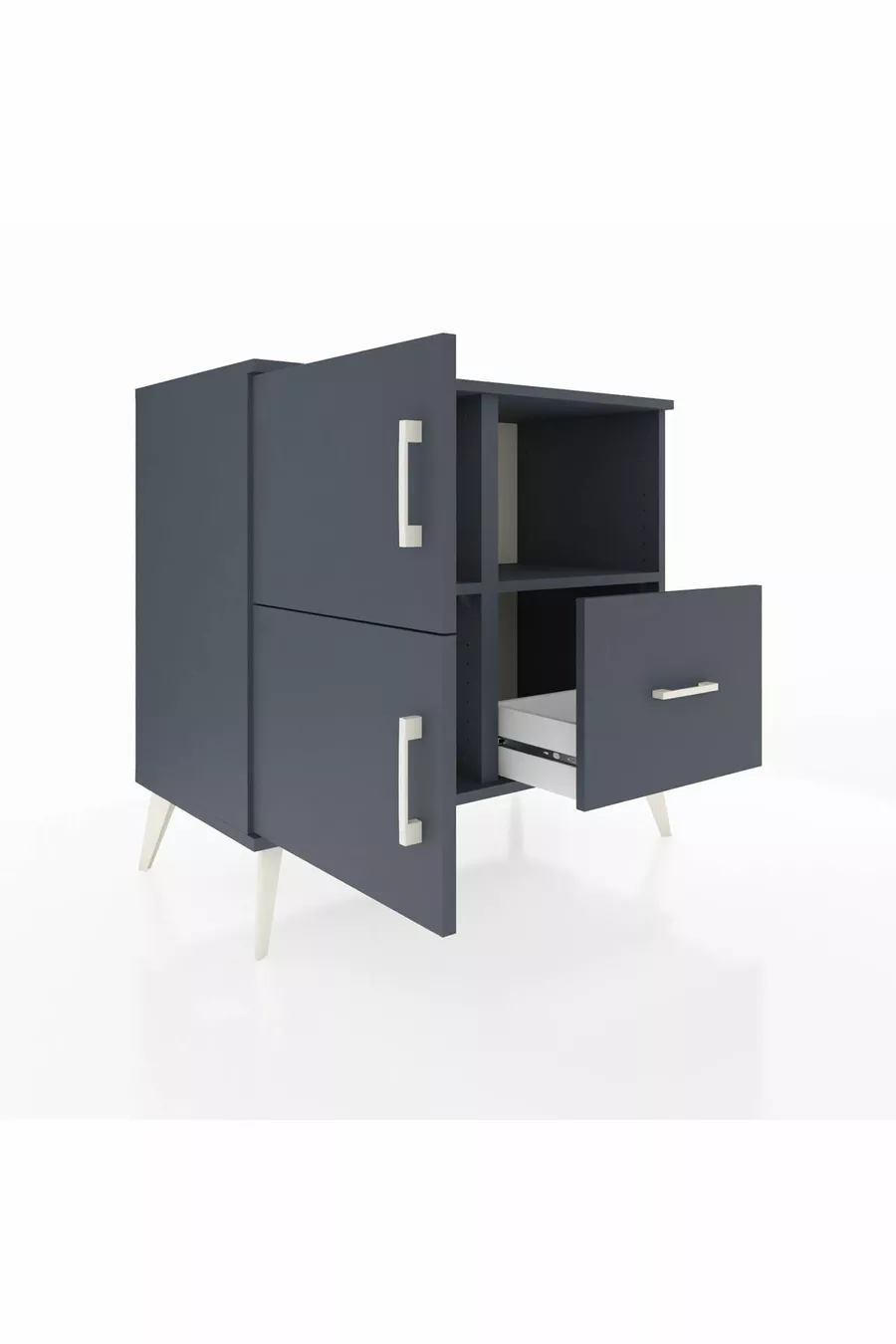 Commode Hyperion 2 étagères 1 tiroir 2 portes Anthracite-Anthracite
