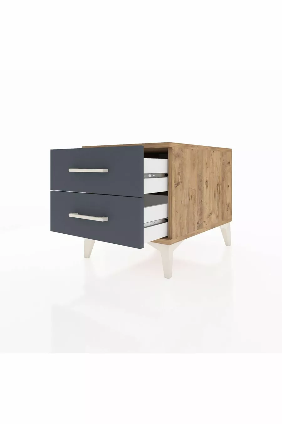 Kronos Nightstand 2-Drawer Pine-Anthracite