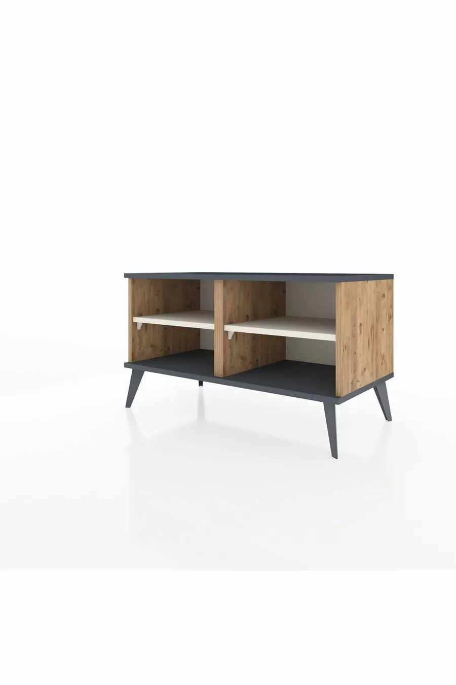 Commode Hyperion 2 étagères Pin-Anthracite/Gris Pierre
