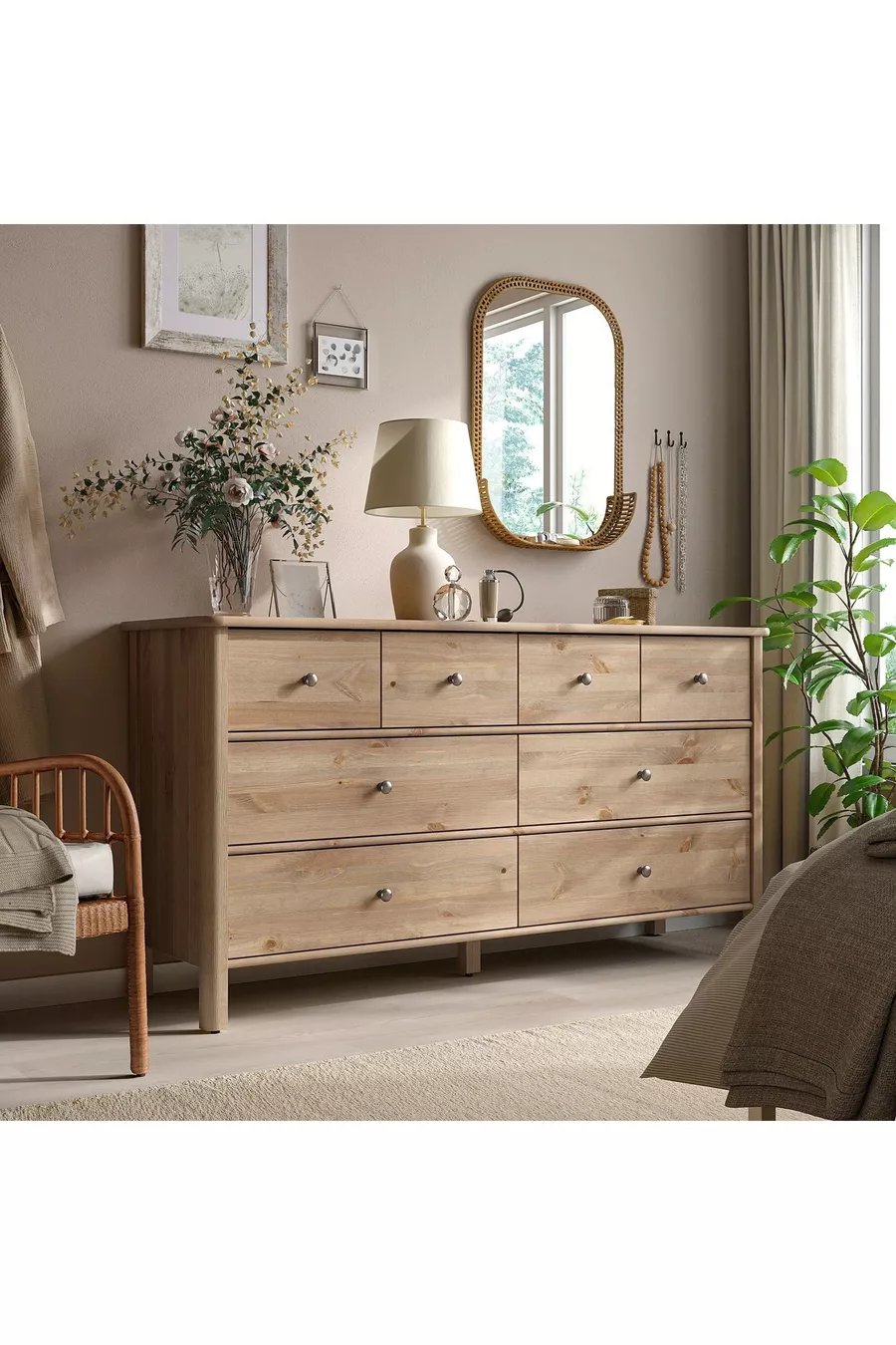 Commode à 8 tiroirs, gris-brun, cm