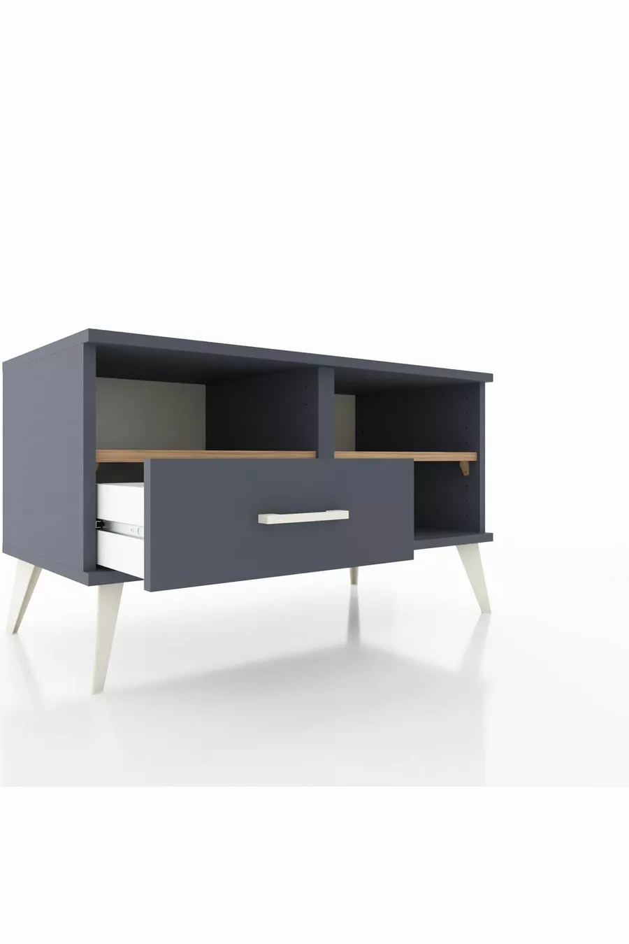 Commode Hyperion 2 étagères 1 tiroir Anthracite-Cèdre/Anthracite