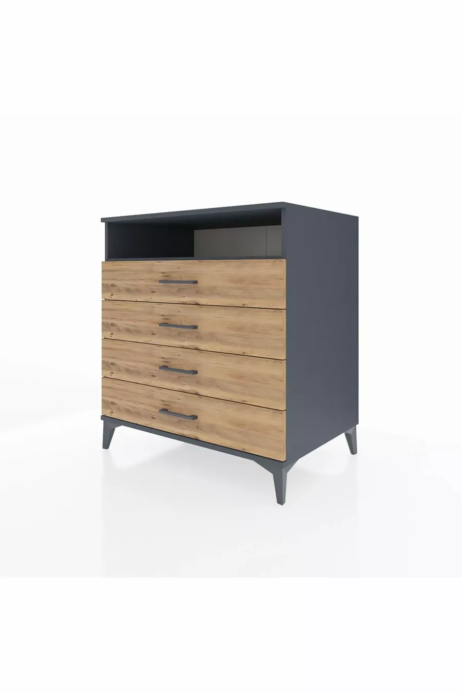 Comò Kronos con un ripiano e 4 cassetti Antracite-Pino
