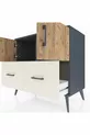 Commode Hyperion 2 étagères 2 tiroirs 2 portes Anthracite-Pin/Gris pierre