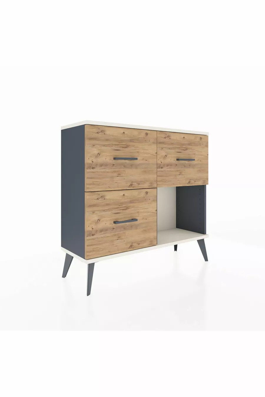 Arges Kommode 3 Schubladen Anthrazit-Stein/Pinie
