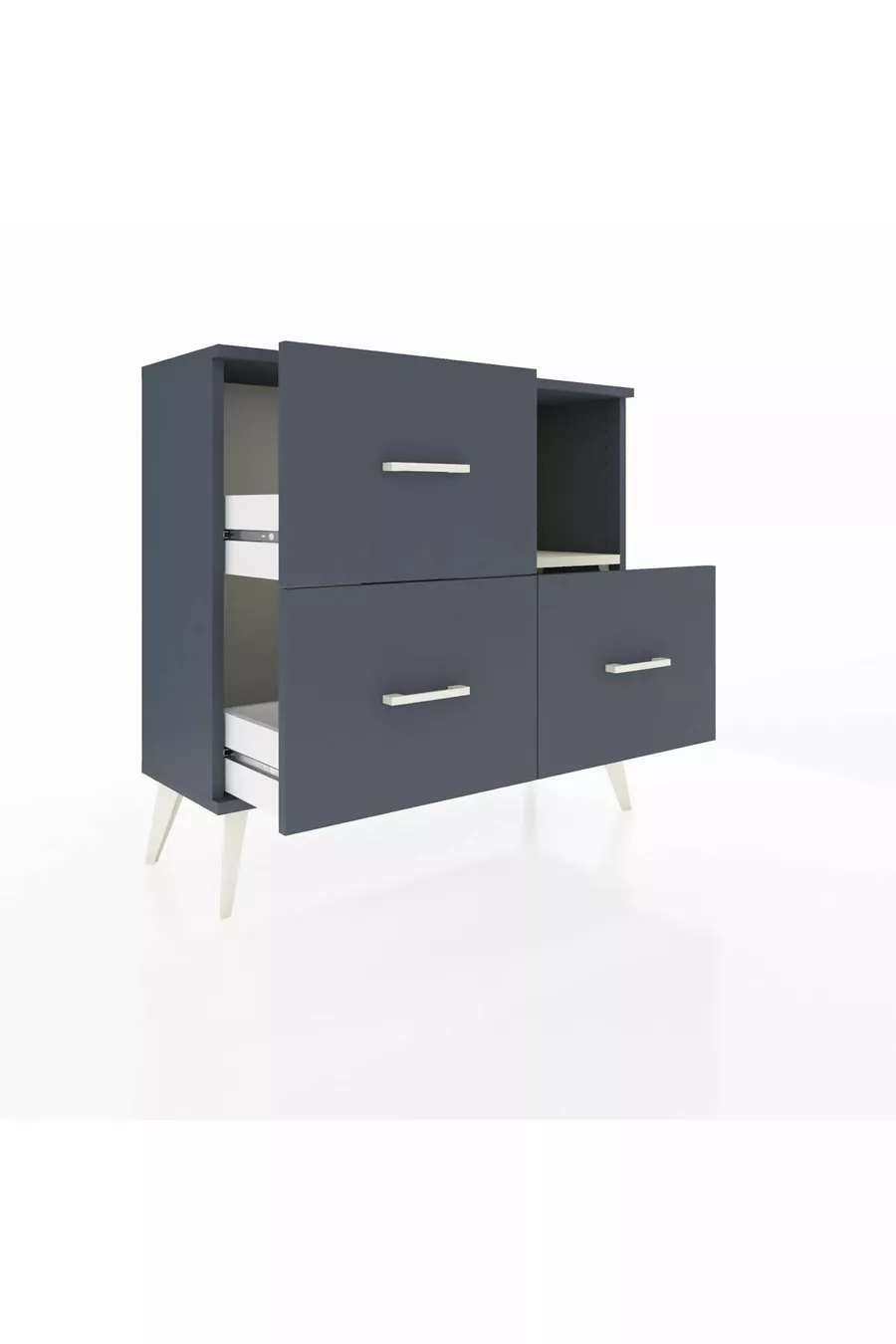 Commode Arges à une étagère et 3 tiroirs Anthracite-Sable/Anthracite