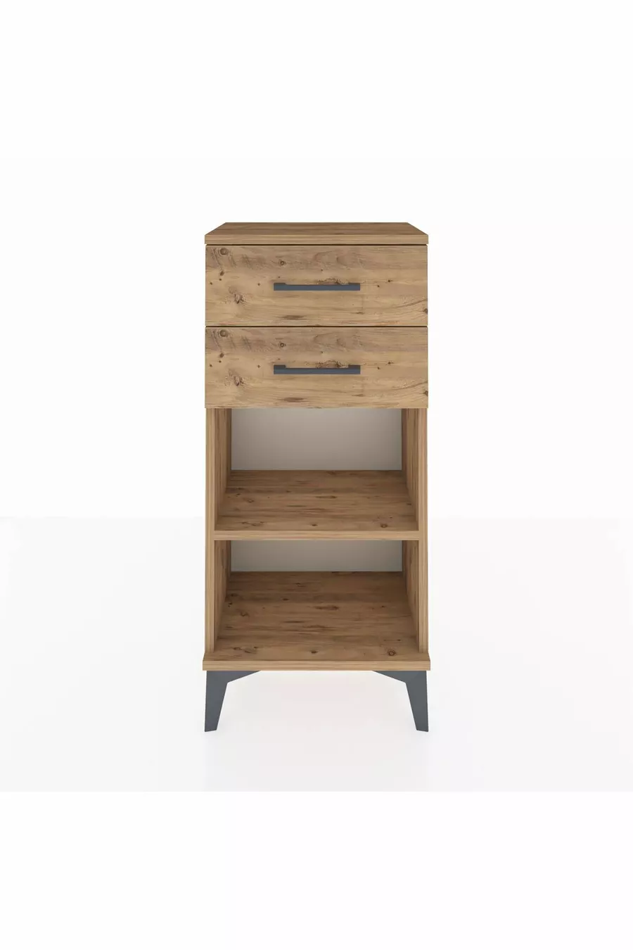 Table de chevet Arges avec une étagère et 2 tiroirs en pin