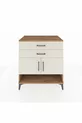 Commode Kronos avec 2 étagères, 2 tiroirs et 2 portes, en pin et pierre de lune
