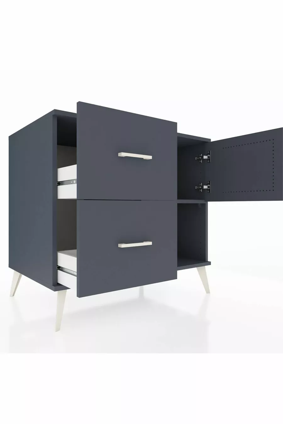 Commode Kronos à une étagère, 2 tiroirs et une porte, Anthracite-Anthracite