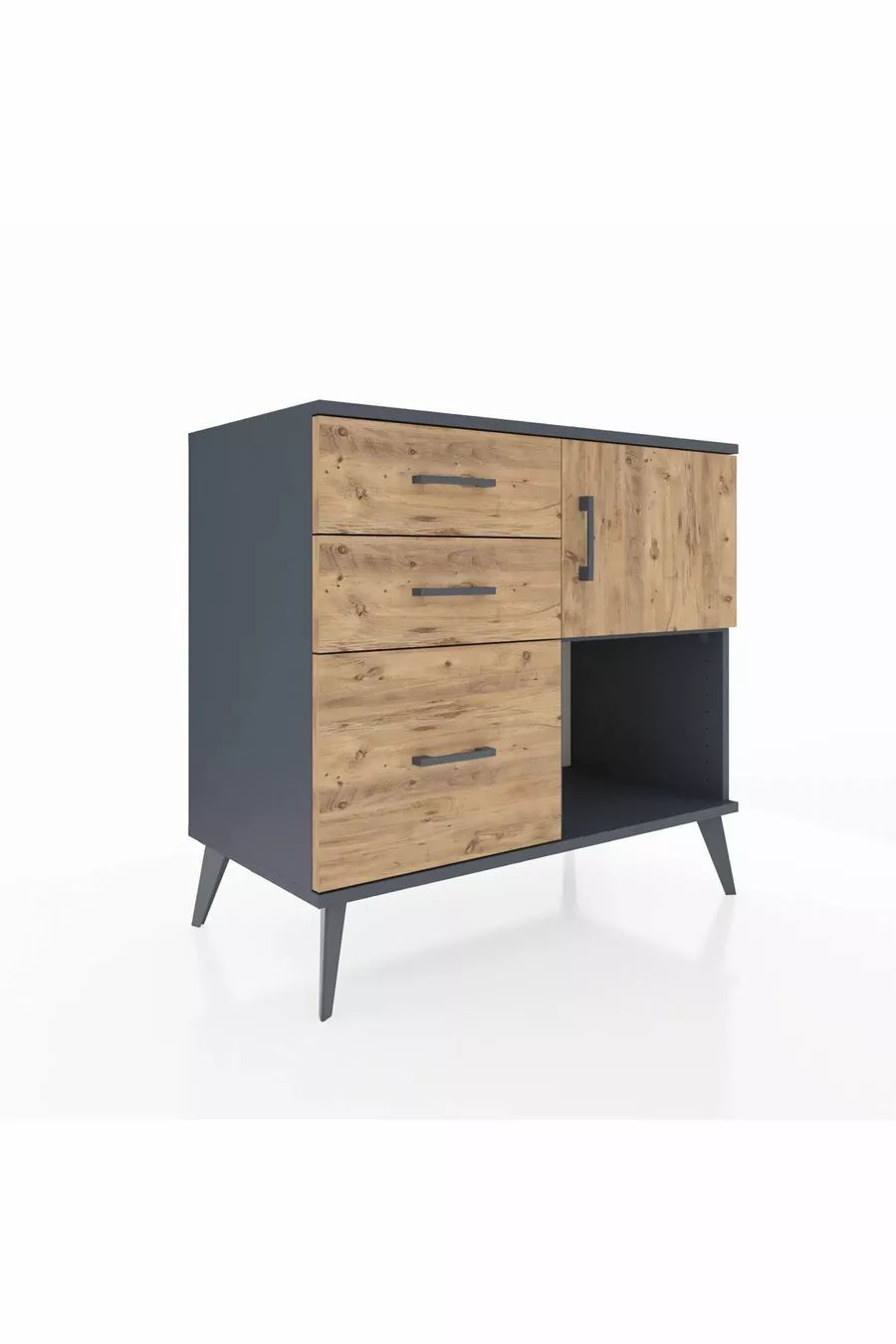 Hyperion Kommode Ein Regal 3 Schubladen Eine Tür Anthrazit-Kiefer