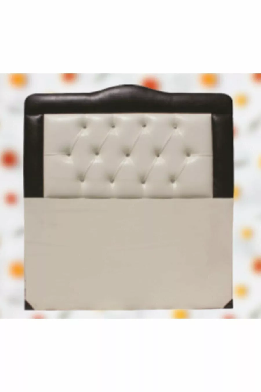 Tête de lit Alc Yagmur en cuir synthétique crème et marron combinaison capitonnée cm fait main