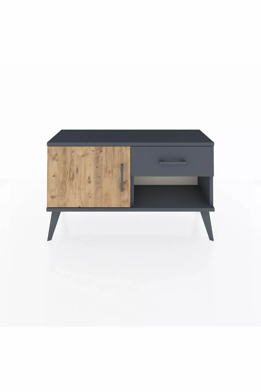 Commode Arges avec une seule étagère, un tiroir et une porte, Anthracite-Pin/Anthracite