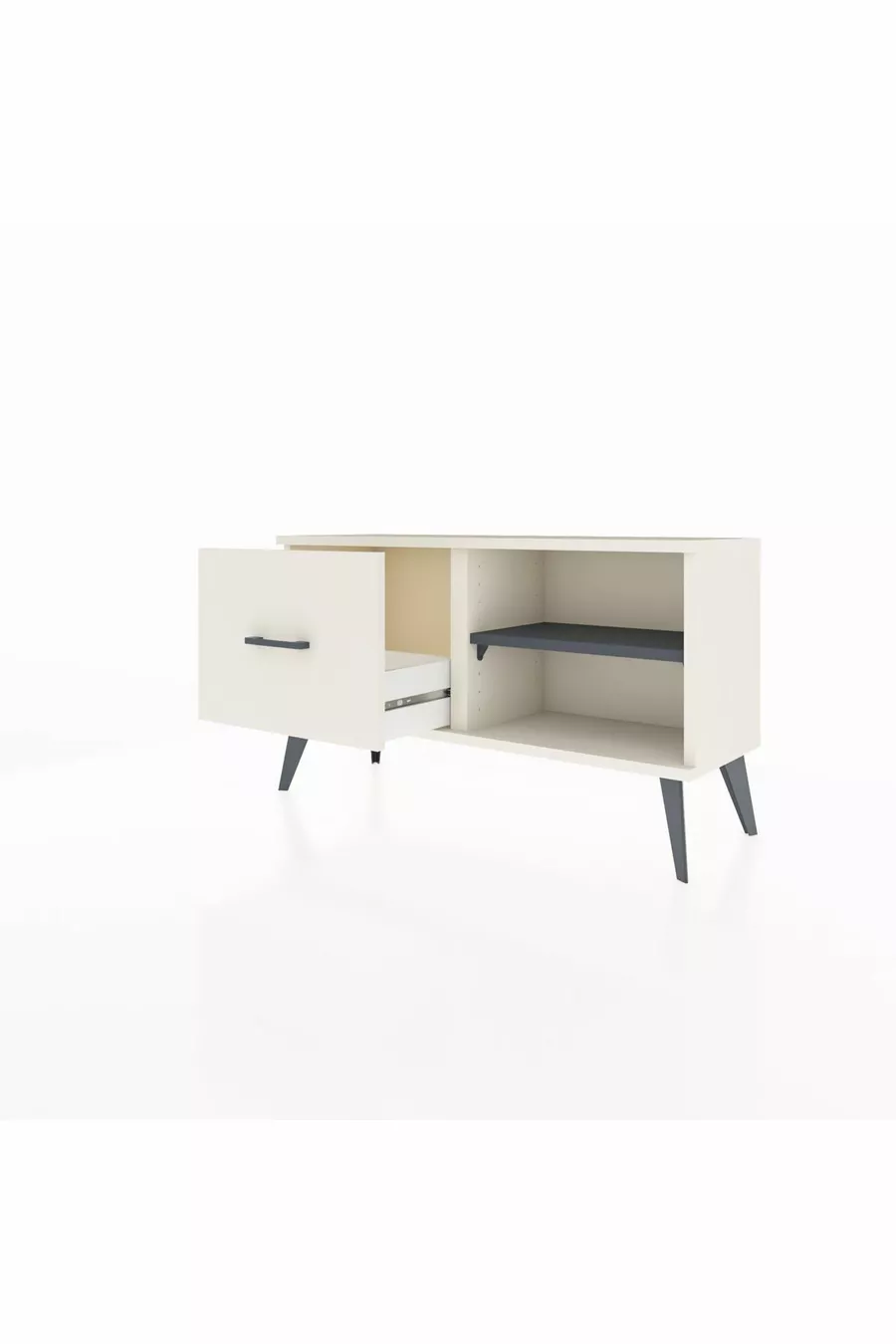 Comò Arges con un Ripiano e un Cassetto Pietra di Luna-Antracite/Pietra di Luna