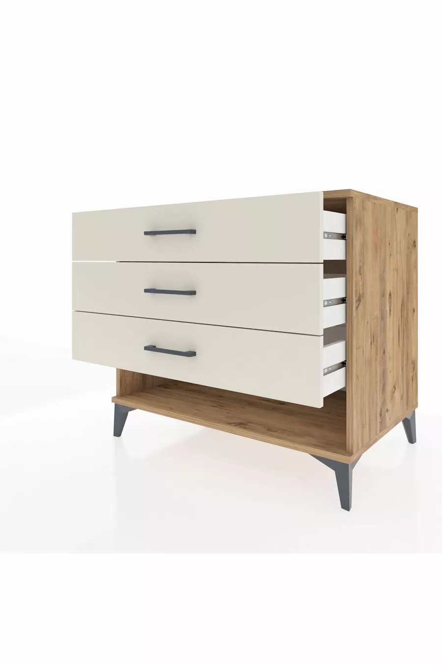 Kronos Kommode 3 Schubladen Kiefer-Marmor