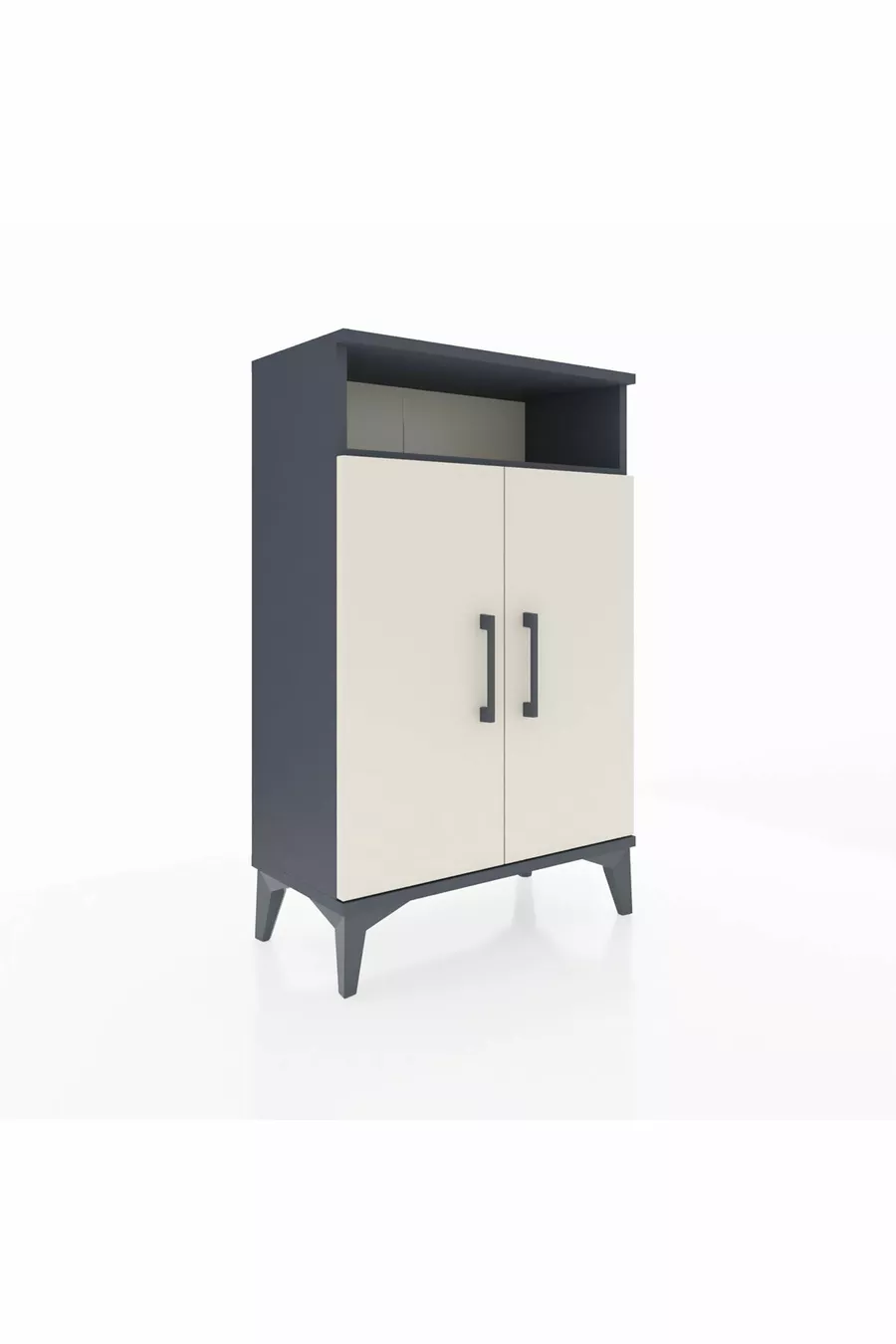 Chevet Arges à 3 étagères et 2 portes, Anthracite-Sel de pierre