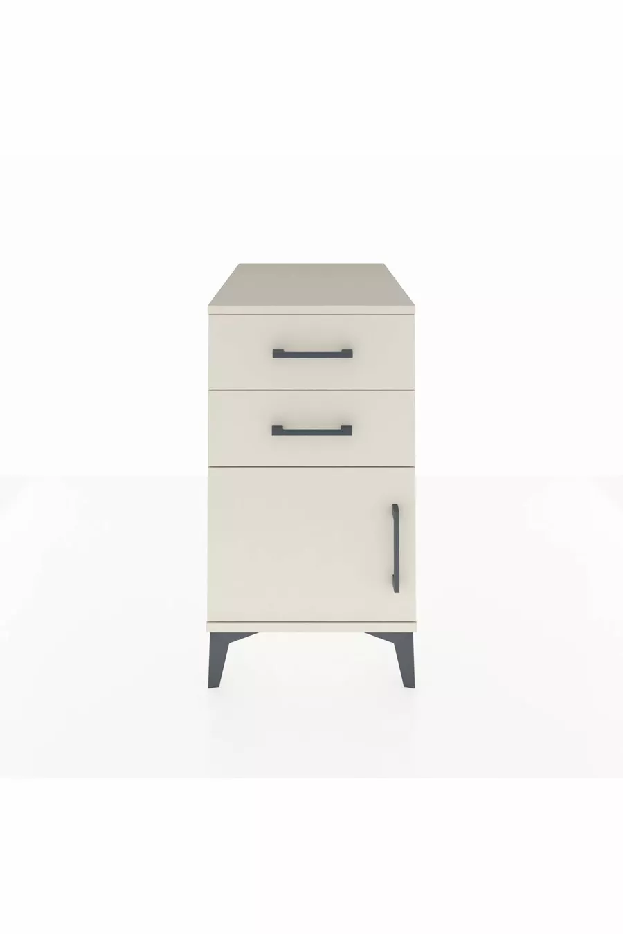 Kronos Table de chevet avec une étagère, 2 tiroirs et une porte, couleur Pierre de Lune