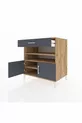 Commode Kronos 3 étagères 1 tiroir 2 portes Pin-Anthracite