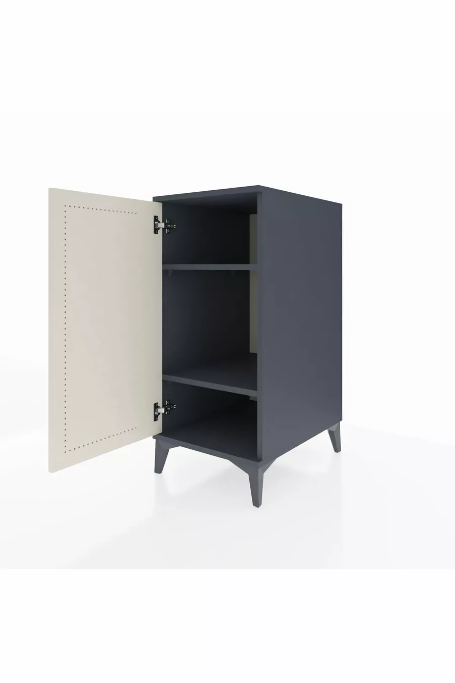 Table de chevet Kronos à 2 étagères avec 1 porte Anthracite-Pierre de lune