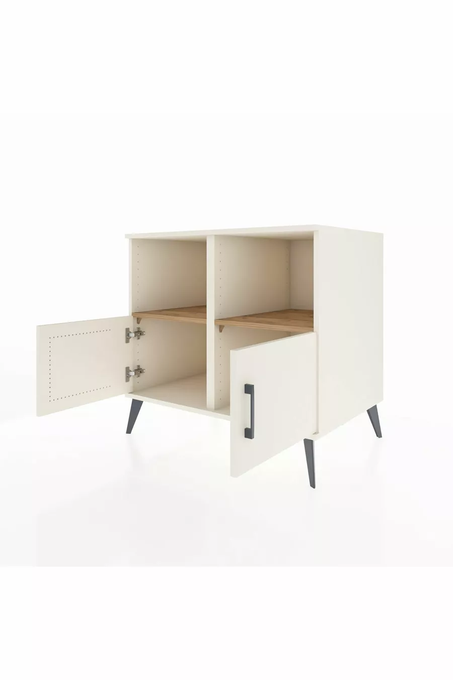 Commode Kronos 2 étagères 2 portes Pierre de lune/Pierre de lune/Pin