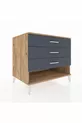 Commode Kronos à 3 tiroirs Pin-Anthracite