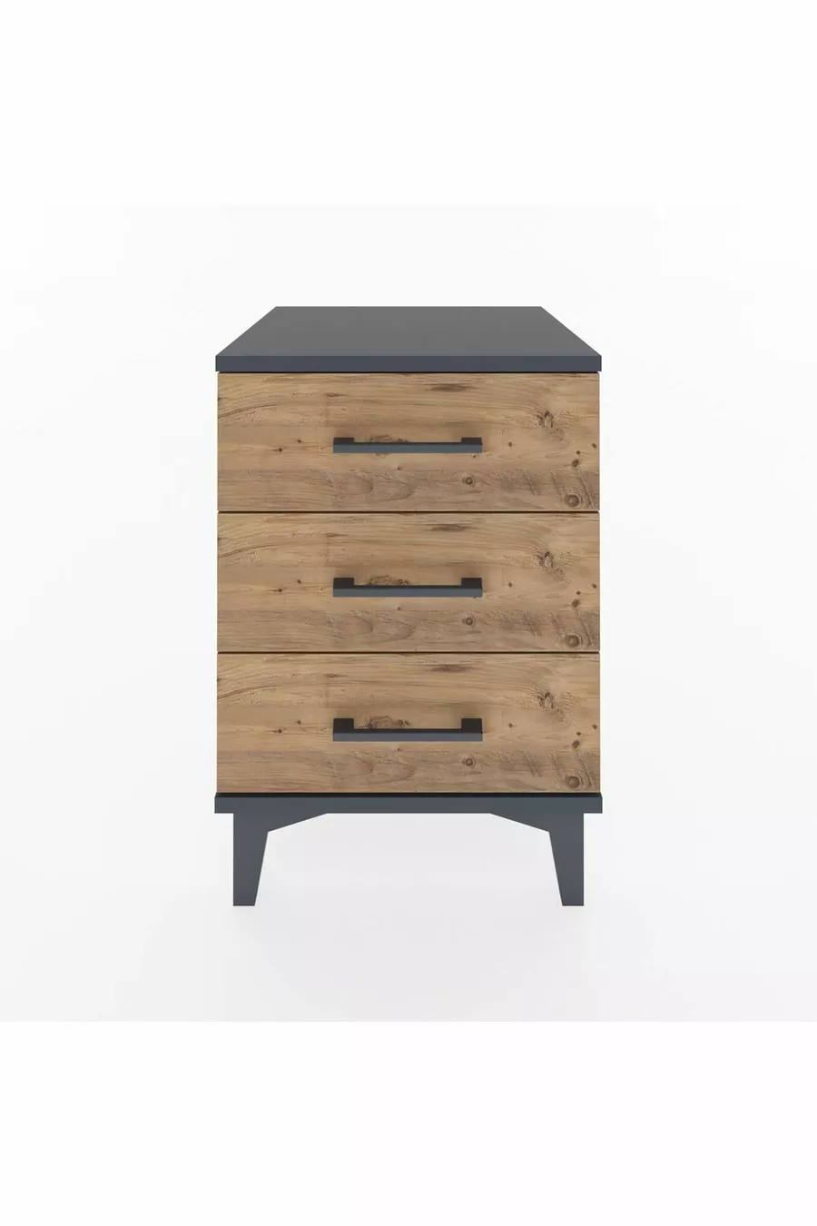 Chevet Hyperion 3 tiroirs Anthracite-Pin