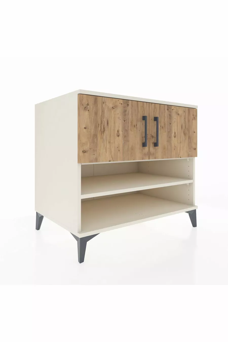 Commode Kronos 3 étagères 2 portes Pierre de lune-Pin