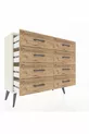 Commode Arges 8 tiroirs Pierre d'Agate/Pin